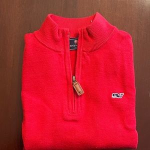 Vineyard Vines Red Long-Sleeve Quarter-Zip Sweater.